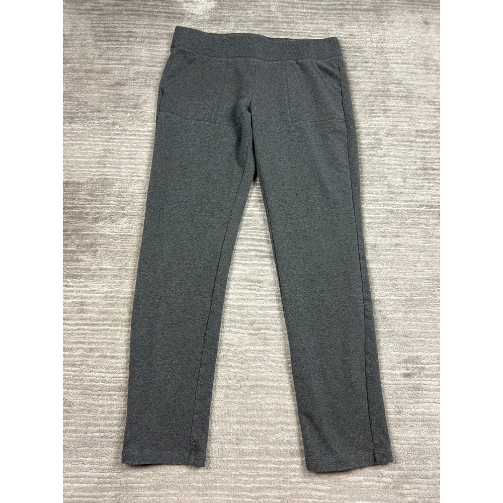 St. John's Bay Active Pants Womens Medium Gray Knit Straight Leg Pockets Stretch